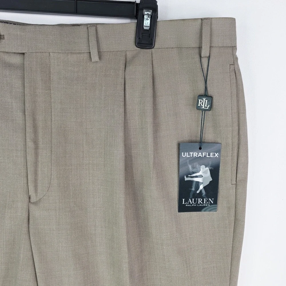 Lauren Ralph Lauren Mens 42X32 Tan Dress Pants Classic Fit Ultraflex Stretch NWT